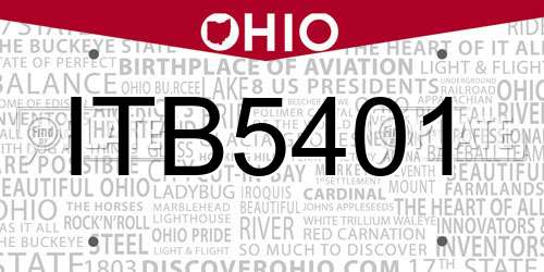 ITB5401 Ohio License Plate