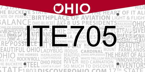 ITE705 Ohio License Plate