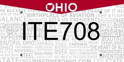 ITE708 Ohio License Plate