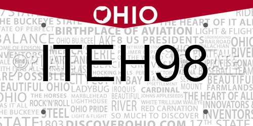 ITEH98 Ohio License Plate