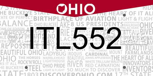 ITL552 Ohio License Plate