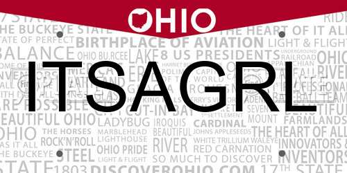 ITSAGRL Ohio License Plate