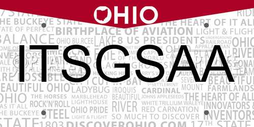 ITSGSAA Ohio License Plate