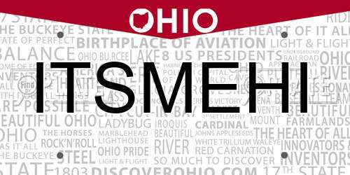 ITSMEHI Ohio License Plate