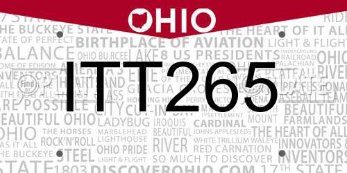 ITT265 Ohio License Plate