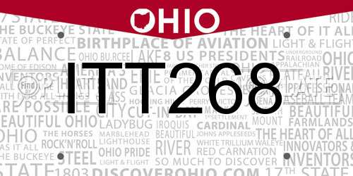 ITT268 Ohio License Plate