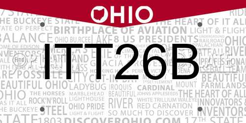 ITT26B Ohio License Plate