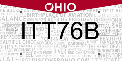 ITT76B Ohio License Plate