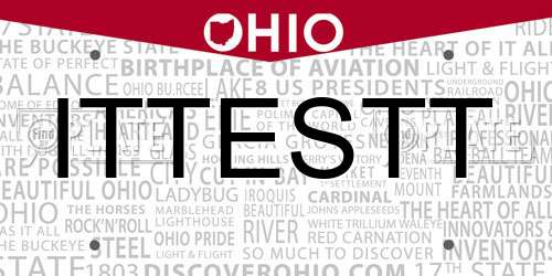 ITTESTT Ohio License Plate