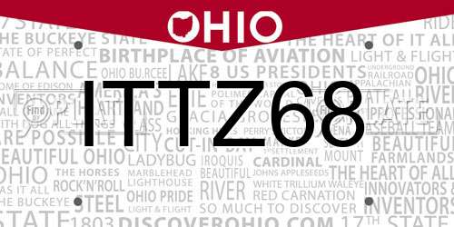 ITTZ68 Ohio License Plate