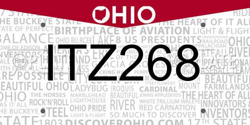 ITZ268 Ohio License Plate
