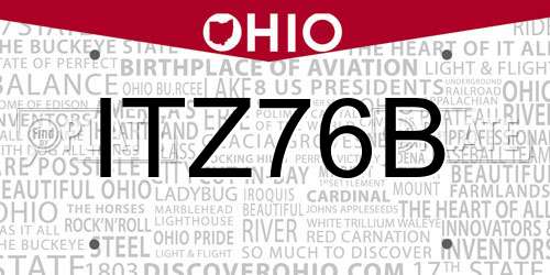 ITZ76B Ohio License Plate