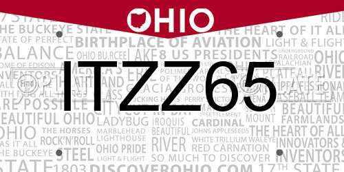 ITZZ65 Ohio License Plate