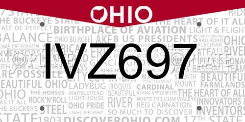 IVZ697 Ohio License Plate