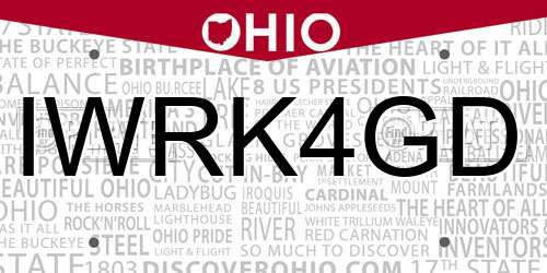 IWRK4GD Ohio License Plate