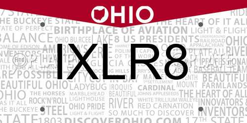 IXLR8 Ohio License Plate