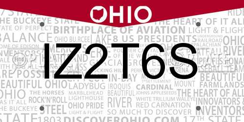 IZ2T6S Ohio License Plate