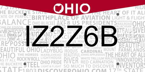 IZ2Z6B Ohio License Plate