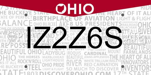 IZ2Z6S Ohio License Plate