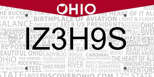 IZ3H9S Ohio License Plate