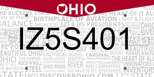 IZ5S401 Ohio License Plate
