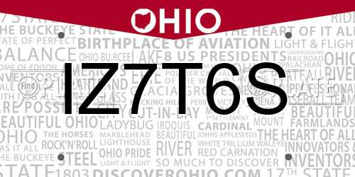IZ7T6S Ohio License Plate