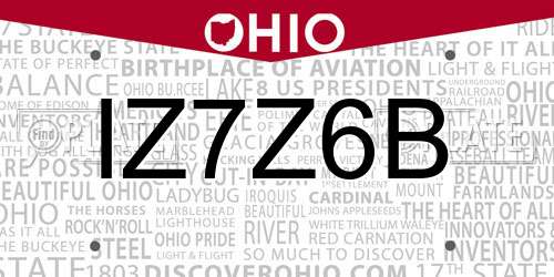 IZ7Z6B Ohio License Plate