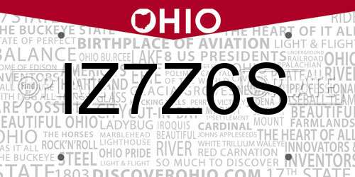 IZ7Z6S Ohio License Plate