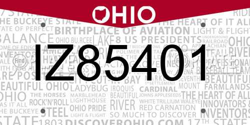 IZ85401 Ohio License Plate