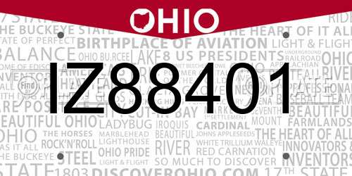 IZ88401 Ohio License Plate