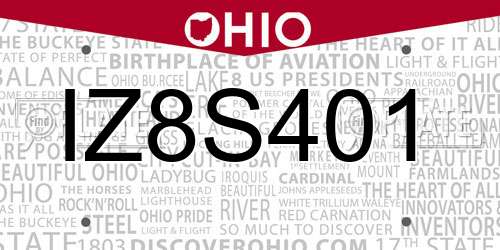 IZ8S401 Ohio License Plate