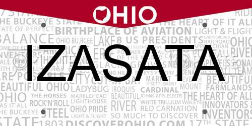 IZASATA Ohio License Plate