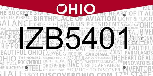 IZB5401 Ohio License Plate