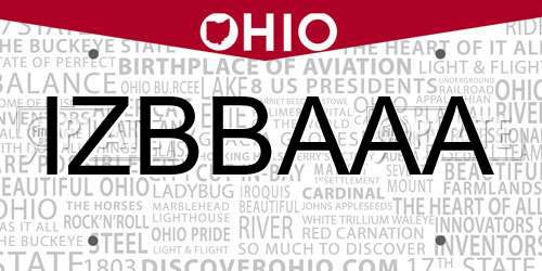 IZBBAAA Ohio License Plate