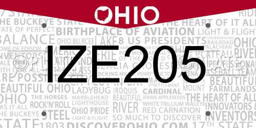 IZE205 Ohio License Plate