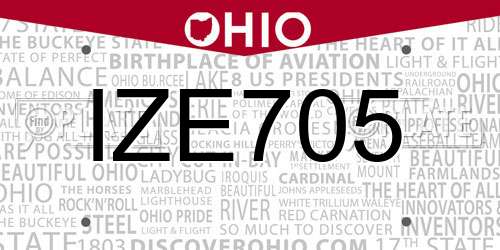 IZE705 Ohio License Plate