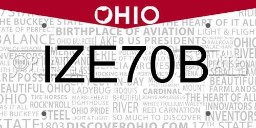 IZE70B Ohio License Plate