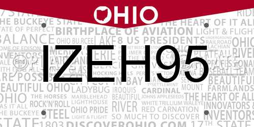 IZEH95 Ohio License Plate