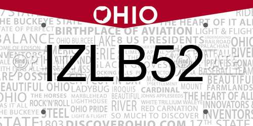 IZLB52 Ohio License Plate
