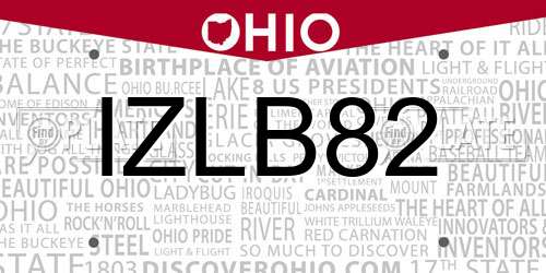 IZLB82 Ohio License Plate