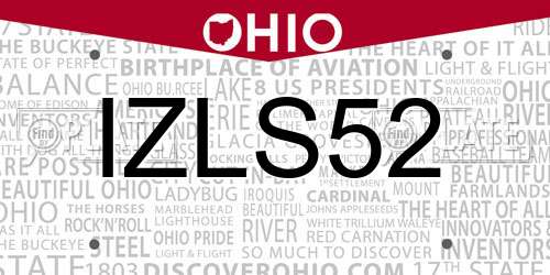 IZLS52 Ohio License Plate