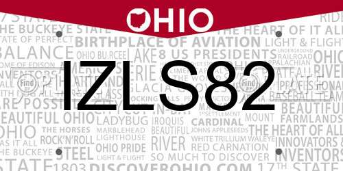 IZLS82 Ohio License Plate