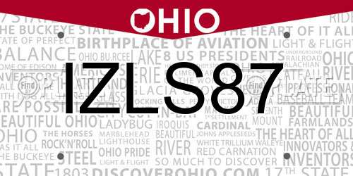 IZLS87 Ohio License Plate