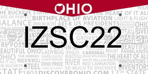 IZSC22 Ohio License Plate