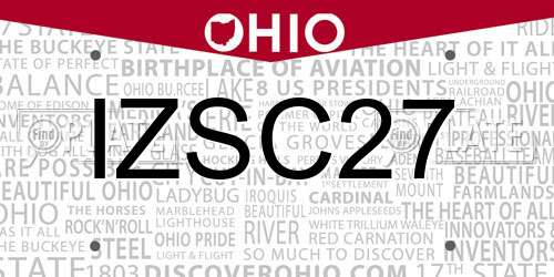 IZSC27 Ohio License Plate