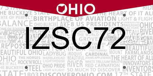 IZSC72 Ohio License Plate