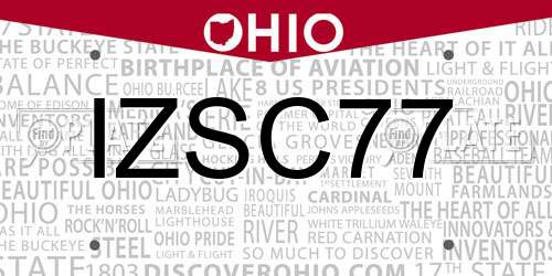 IZSC77 Ohio License Plate