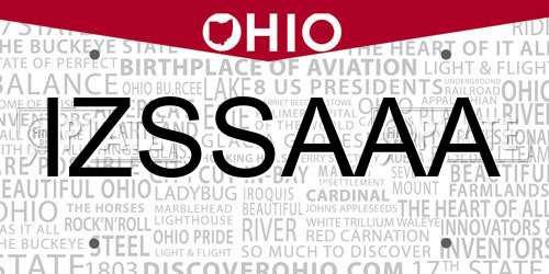 IZSSAAA Ohio License Plate