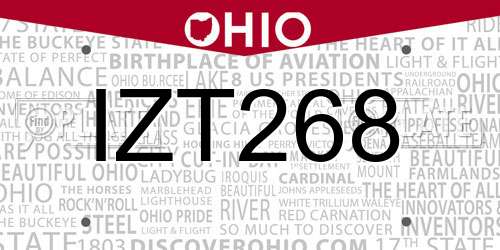 IZT268 Ohio License Plate