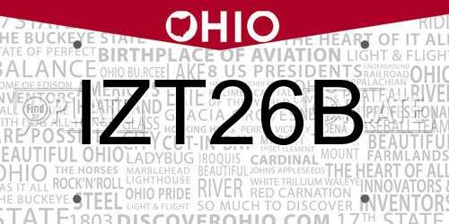 IZT26B Ohio License Plate